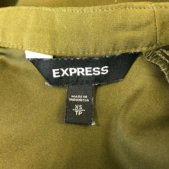 Express Womens Cap Sleeve Casual Key Hole Neck Olive Green Blouse Top Size XS - Picture 6 of 8